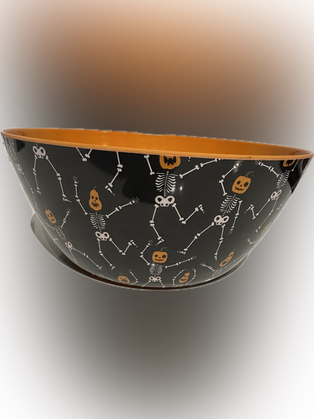 Halloween Skeleton Pumpkin Candy Bowl - Orange and Black